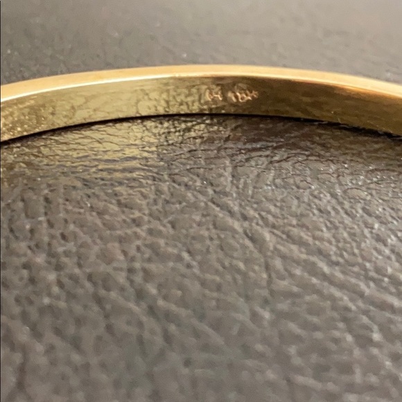14K Real Yellow Gold Small CZ Bangle Bracelet - Picture 4 of 13